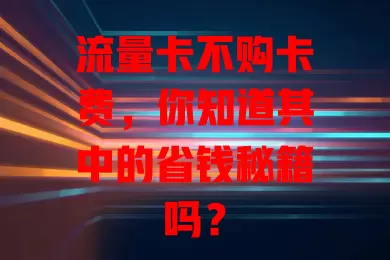 流量卡不购卡费，你知道其中的省钱秘籍吗？
