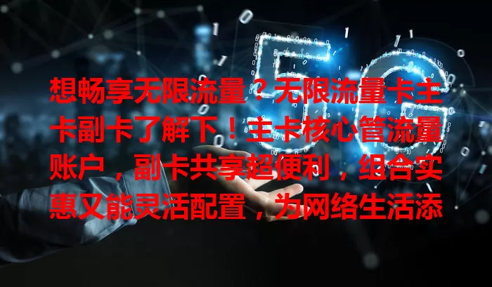想畅享无限流量？无限流量卡主卡副卡了解下！主卡核心管流量账户，副卡共享超便利，组合实惠又能灵活配置，为网络生活添精彩