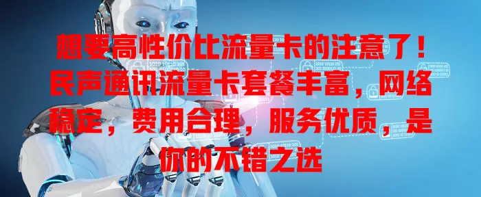 想要高性价比流量卡的注意了！民声通讯流量卡套餐丰富，网络稳定，费用合理，服务优质，是你的不错之选