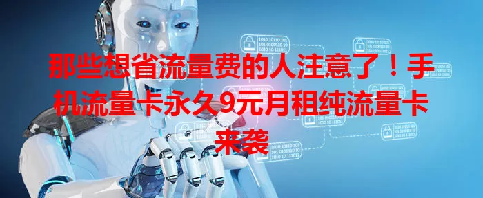 那些想省流量费的人注意了！手机流量卡永久9元月租纯流量卡来袭