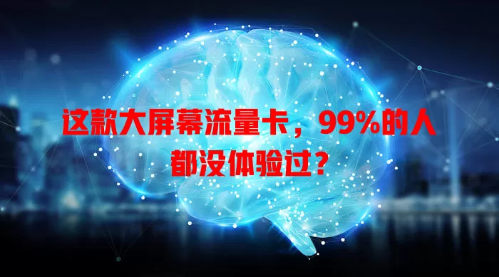 这款大屏幕流量卡，99%的人都没体验过？
