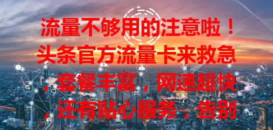 流量不够用的注意啦！头条官方流量卡来救急，套餐丰富，网速超快，还有贴心服务，告别流量困扰！