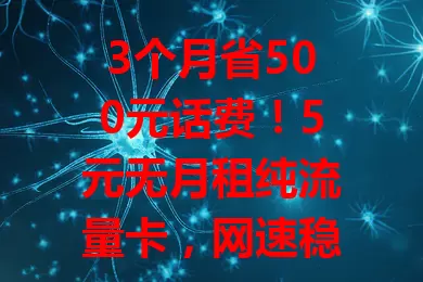 3个月省500元话费！5元无月租纯流量卡，网速稳超好用