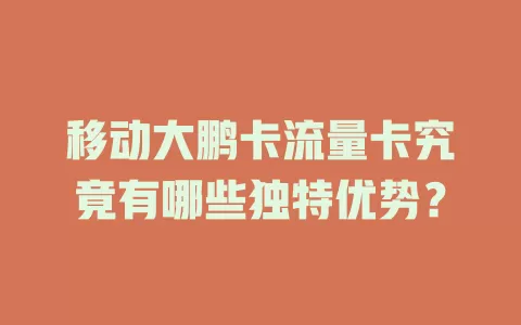 移动大鹏卡流量卡究竟有哪些独特优势？