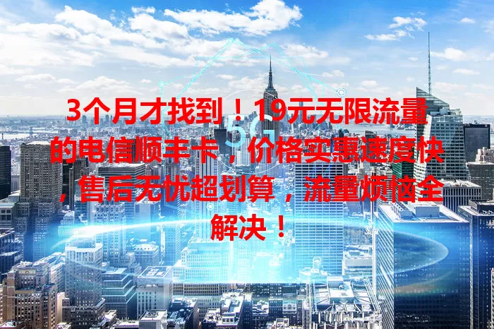 3个月才找到！19元无限流量的电信顺丰卡，价格实惠速度快，售后无忧超划算，流量烦恼全解决！