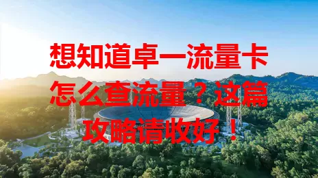 想知道卓一流量卡怎么查流量？这篇攻略请收好！