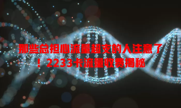 那些总担心流量超支的人注意了！2233卡流量收费揭秘