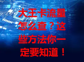 大王卡流量怎么查？这些方法你一定要知道！