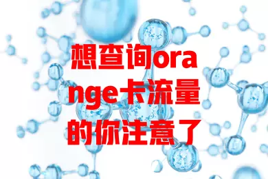 想查询orange卡流量的你注意了