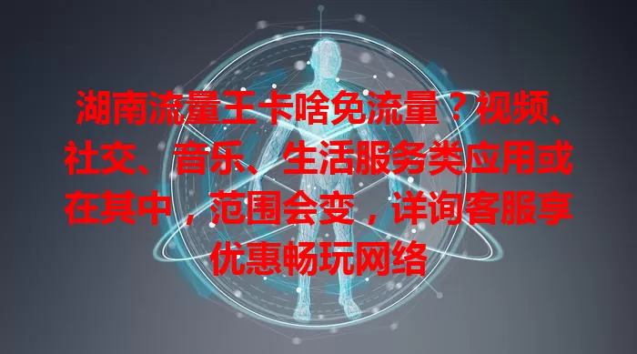湖南流量王卡啥免流量？视频、社交、音乐、生活服务类应用或在其中，范围会变，详询客服享优惠畅玩网络