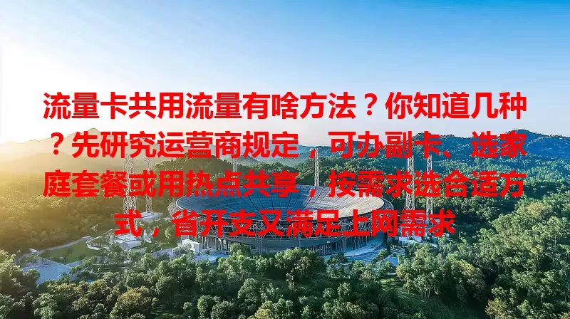 流量卡共用流量有啥方法？你知道几种？先研究运营商规定，可办副卡、选家庭套餐或用热点共享，按需求选合适方式，省开支又满足上网需求