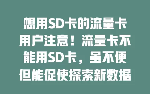 想用SD卡的流量卡用户注意！流量卡不能用SD卡，虽不便但能促使探索新数据管理方式