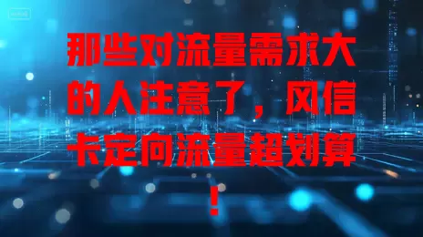 那些对流量需求大的人注意了，风信卡定向流量超划算！