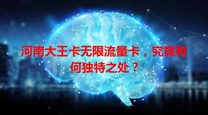 河南大王卡无限流量卡，究竟有何独特之处？