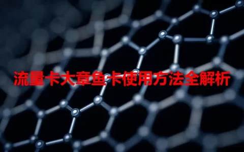 流量卡大章鱼卡使用方法全解析