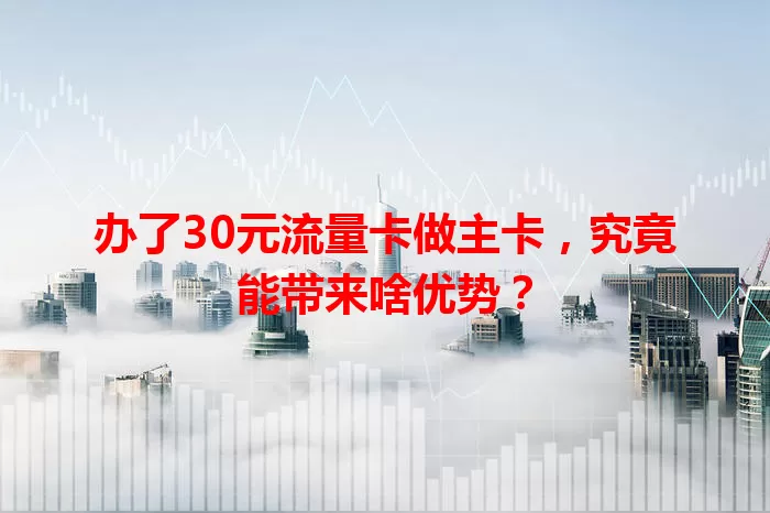 办了30元流量卡做主卡，究竟能带来啥优势？