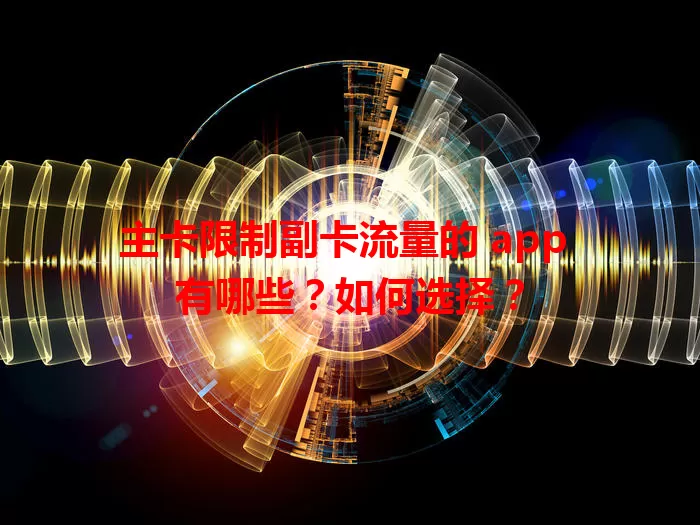 主卡限制副卡流量的 app 有哪些？如何选择？