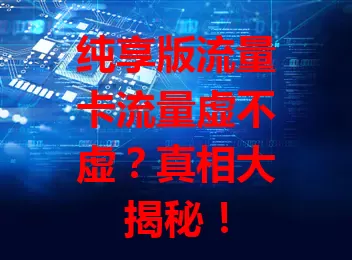纯享版流量卡流量虚不虚？真相大揭秘！