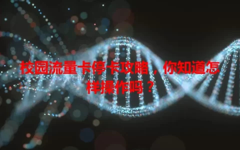 校园流量卡停卡攻略，你知道怎样操作吗？