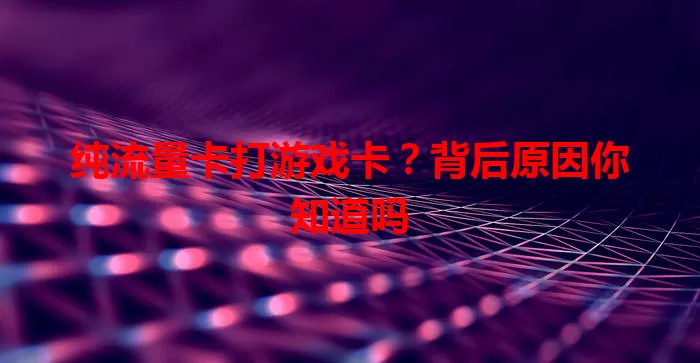 纯流量卡打游戏卡？背后原因你知道吗
