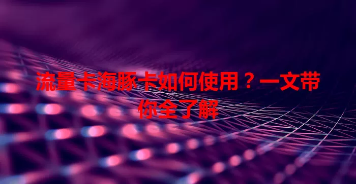 流量卡海豚卡如何使用？一文带你全了解