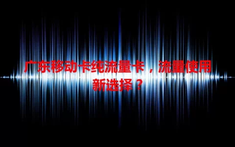 广东移动卡纯流量卡，流量使用新选择？